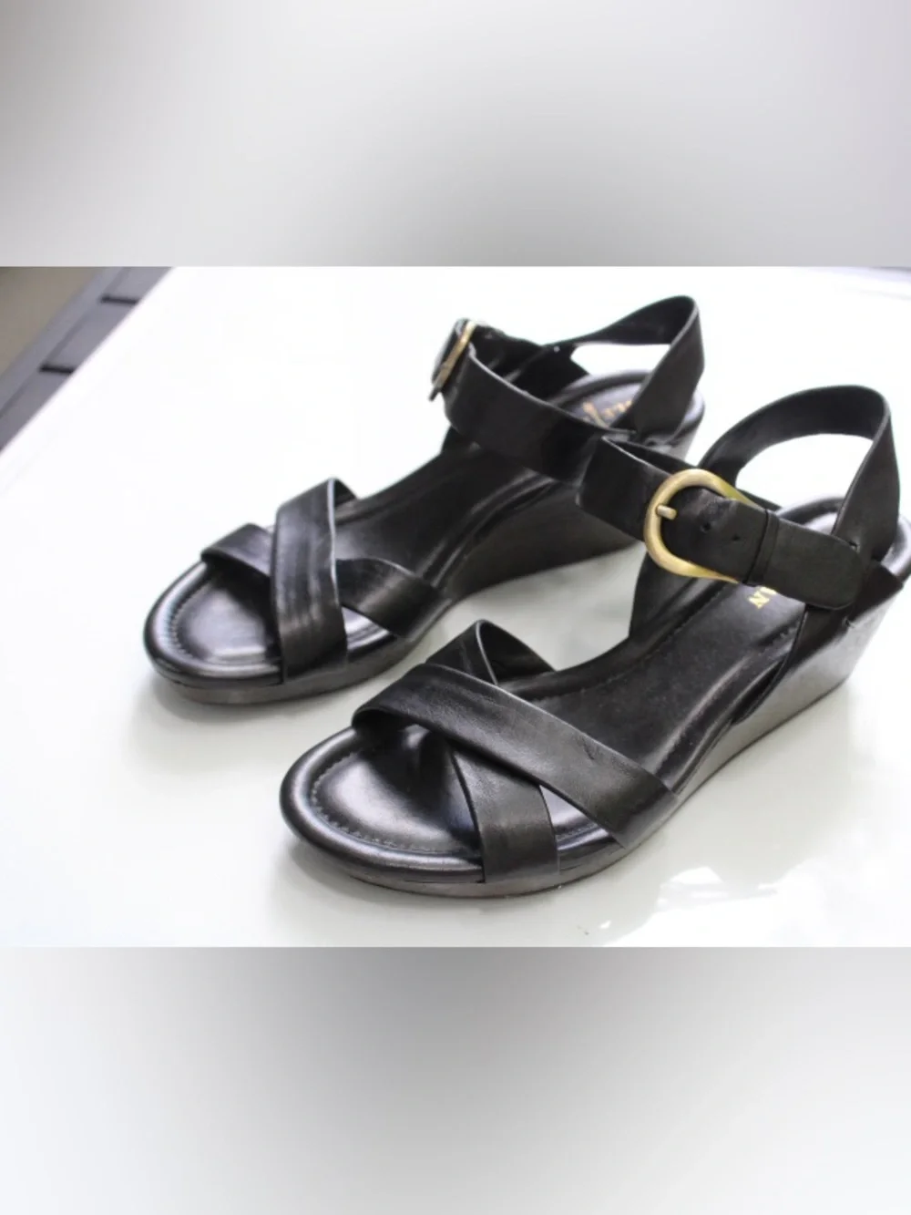 Cole Haan criss cross leather wedges